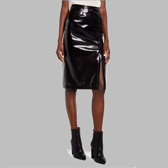 BlankNYC Get Away Car Black Midi Pencil Skirt Front Slit Size 29 NWT - Picture 1 of 10